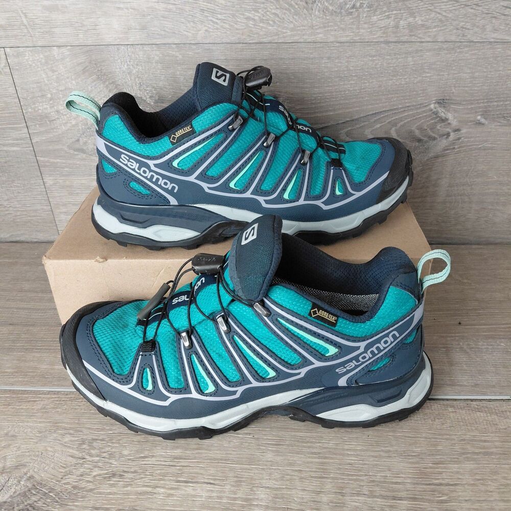 Salomon X Ultra GTX Hiking Shoes Womens 7 Blue Gore-Tex Waterproof Trail Sneaker